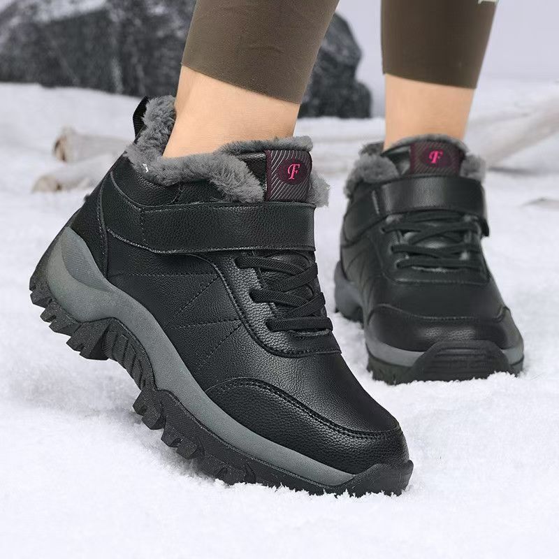 Damskie skórzane zimowe botki  – Velcro Hook Loop recenzja i cena